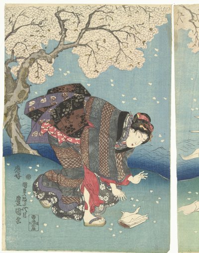 Burzliwy dzień na rzece Sumida Osiem widoków Edo (tytuł serii) autorstwa Utagawa Kunisada (I)