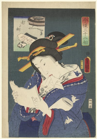 Typ: Czekam na spotkanie 32 nowoczesne typy (tytuł serii) Imayo sanjuniso (tytuł serii na obiekcie) autorstwa Utagawa Kunisada (I)