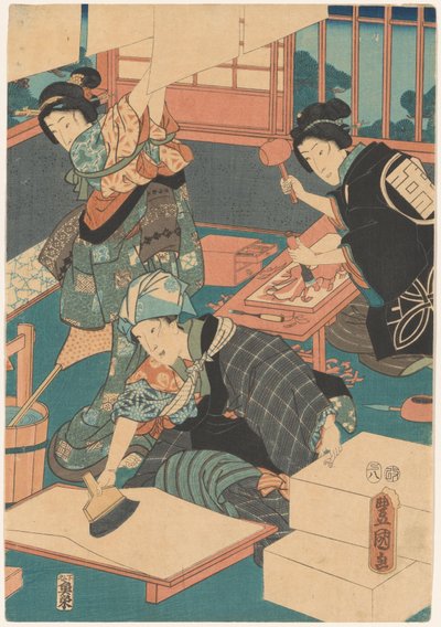 Kobiety robią zdjęcia (część środkowa) autorstwa Utagawa Kunisada (I)