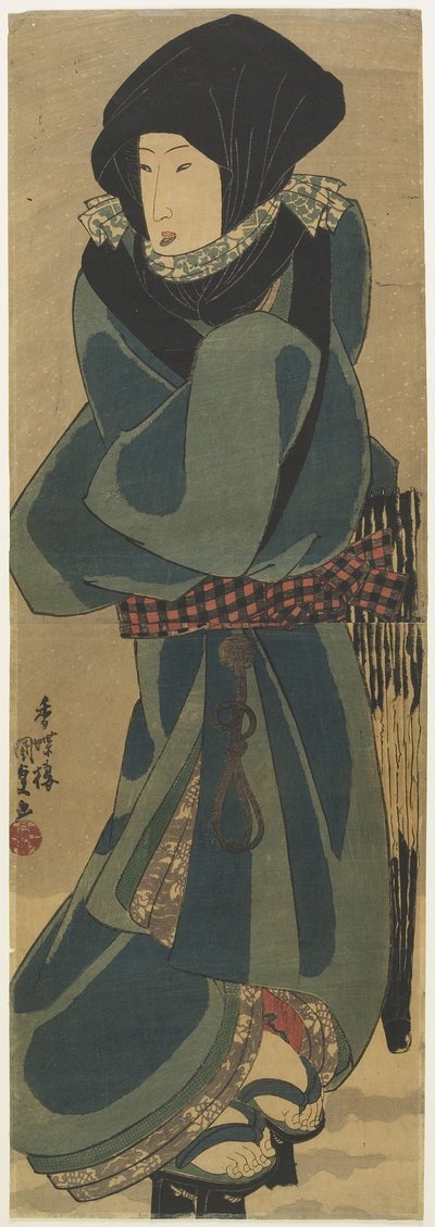 (Kobieta w płaszczu i kapturze), ok. godz. 1830-1844 autorstwa Utagawa Kunisada