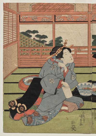 Widok na duży nowy pokój w Sakurai autorstwa Utagawa Kunisada