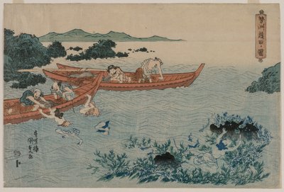 Abalone Divers u wybrzeży Ise, z serii krajobrazów bez tytułu autorstwa Utagawa Kunisada