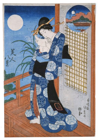 Jesienny księżyc nad Miho autorstwa Utagawa Kunisada