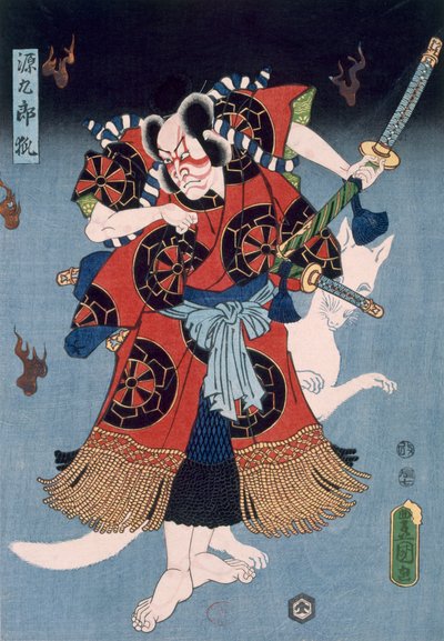 Bando Kamezo jako Yokawa Kakuhan w scenie z Sembonzakura, wyd. 1856. autorstwa Utagawa Kunisada