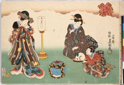 Wieczór Śnieżny Bo-setsu, z cyklu Osiem figuralnych widoków Sugata Hakkei, ca. 1850 r., ok. 1850 r. 1850 autorstwa Utagawa Kunisada