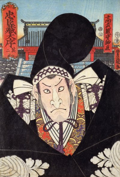 Moronao, czarny charakter z „Chushingury” (historia czterdziestu siedmiu roninów, samurajów bez pana), z 1852 r. (kolorowy drzeworyt) autorstwa Utagawa Kunisada