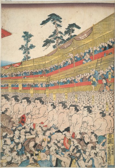 Zdjęcia z Wielkiego Festiwalu Sumo autorstwa Utagawa Kunisada