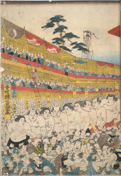 Zdjęcia z Wielkiego Festiwalu Sumo autorstwa Utagawa Kunisada