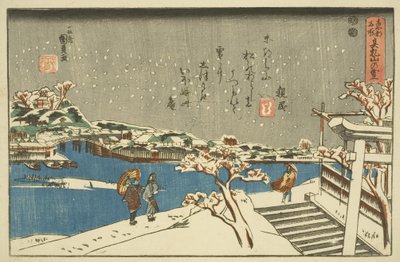 Śnieg w Matsuchiyama (Matsuchiyama no yuki) (kolorowy drzeworyt) autorstwa Utagawa Kunisada