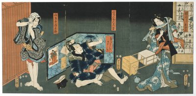 Scena teatralna, 1844 autorstwa Utagawa Kunisada
