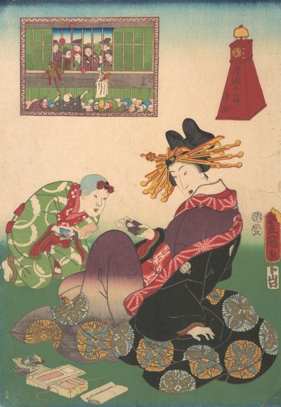 Dwanaście godzin wiosennych przyjemności: Godzina Kozła, XIX w., XIX w. autorstwa Utagawa Kunisada