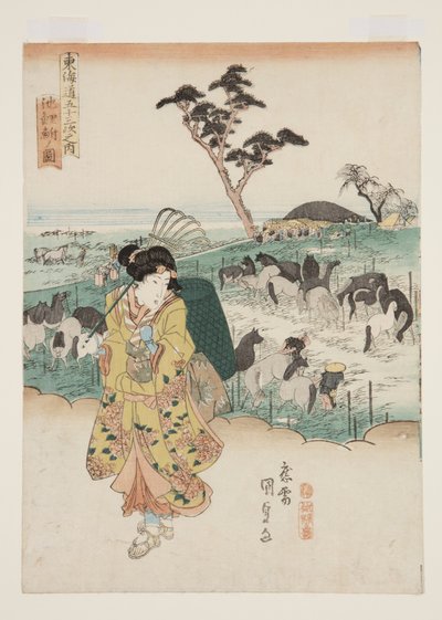 Widok Chiry? (Chiry? no zu) (kolorowy drzeworyt) autorstwa Utagawa Kunisada