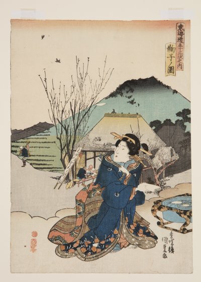 Widok Mariko (Mariko no zu) (kolorowy drzeworyt) autorstwa Utagawa Kunisada