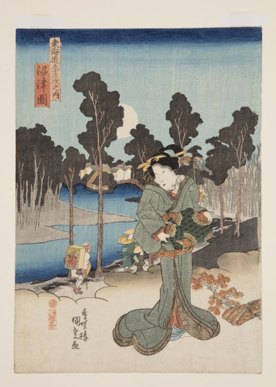 Widok Numazu (Numazu zu) (kolorowy drzeworyt) autorstwa Utagawa Kunisada
