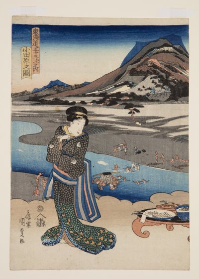 Widok Odawary (Odawara no zu) (kolorowy drzeworyt) autorstwa Utagawa Kunisada