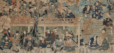 Demonstracja Kagamiyamy (kolorowy drzeworyt na płycie) autorstwa Utagawa Kunisada III