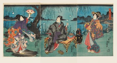Chłodzenie w ogrodzie autorstwa Utagawa Kunisada II