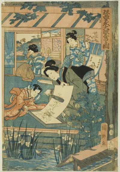 Wielki dobrobyt na farmie jedwabiu (Kaikoya Daihanjono Zu) autorstwa Utagawa Kunisato
