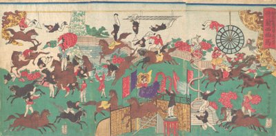 Francuski obraz questrian shi r ku s tee z dźwiękiem g wiersz ds f Asakusa Kanon ręka MP e W dzielnicy Asakusa Kanon. . . , 1871. autorstwa Utagawa Kuniteru