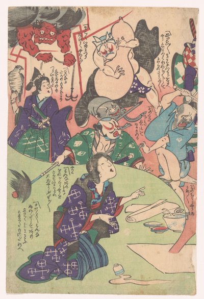 Klęcząca kobieta Otsu-e (tytuł serii) autorstwa Utagawa Kuniyoshi (possibly)