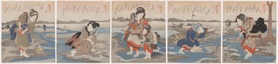 Pięć zdjęć odpływu autorstwa Utagawa Kuniyoshi