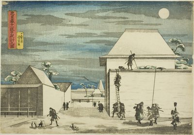 Akt 11: Nocny atak (Juichidanme, youchi no zu), z serii „Skarbiec lojalnych sług (Chushingura)” autorstwa Utagawa Kuniyoshi