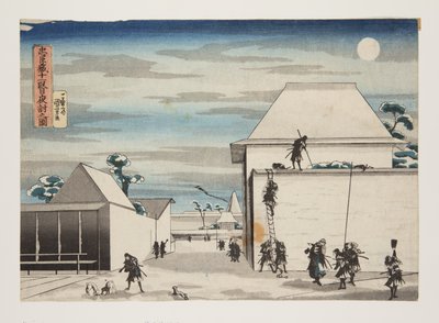 Akt 11, Nocny atak (Jyuuichidanme yo uchi nozu) (kolorowy drzeworyt) autorstwa Utagawa Kuniyoshi