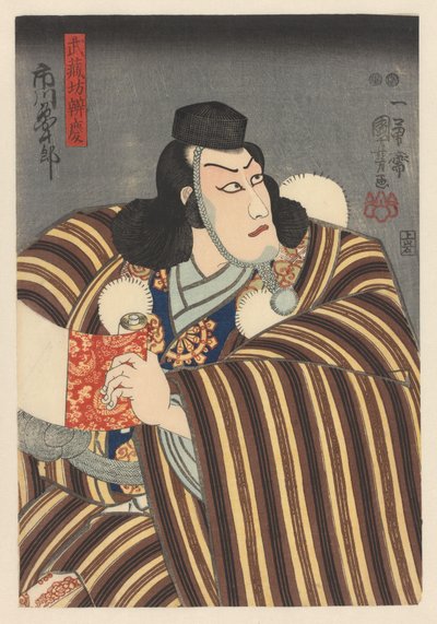Benkei trzymający zwój dłoni autorstwa Utagawa Kuniyoshi