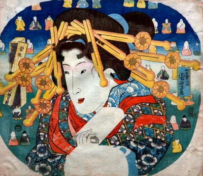Seria kurtyzana: Współczesne trzy trudności dla kobiet (Tōsei sanpukutsui), ok.1833 autorstwa Utagawa Kuniyoshi
