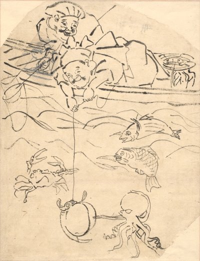 Daikoku i Ebisu, dwaj z siedmiu bogów szczęścia autorstwa Utagawa Kuniyoshi