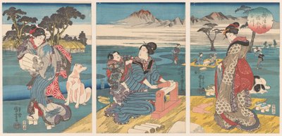 Zestaw prowincjonalny Detoi Tamarier Inde Settsu Kuni no Tamagawa autorstwa Utagawa Kuniyoshi