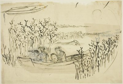 Zbieranie wodorostów w Omori autorstwa Utagawa Kuniyoshi