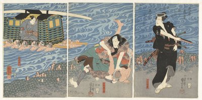 Bitwa wzdłuż brzegu rzeki Oi autorstwa Utagawa Kuniyoshi