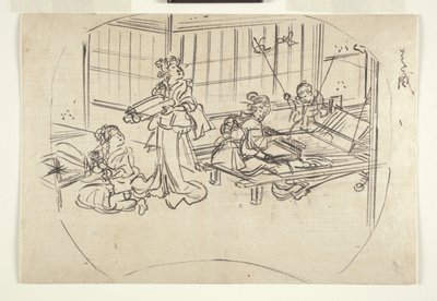 Hataori (tkanie na krośnie) ok. 1840 r. (atrament na papierze) autorstwa Utagawa Kuniyoshi