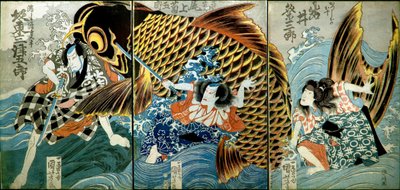 Iwai Kumesaburō II jako Katsushika no Ojū autorstwa Utagawa Kuniyoshi