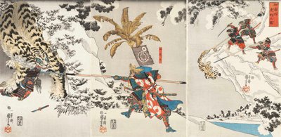 Fenqing jest oburzony g Jjigae r japoński schemat koszenia Tora, c. 1846. autorstwa Utagawa Kuniyoshi