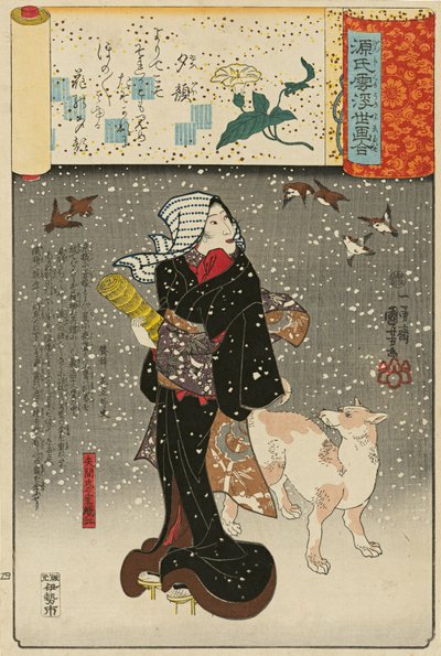 „Ady of the henning face s” Yugao: orie żony Yazamy, Yazamashi no Shitsu Orie, „…, 1845-46. autorstwa Utagawa Kuniyoshi