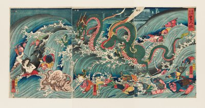 Realistyczne lalki w świątyni wewnętrznej w Asakusa autorstwa Utagawa Kuniyoshi