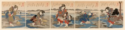 Low Tide at Susaki - A Set of Five (Shiohi goban no uchi) autorstwa Utagawa Kuniyoshi