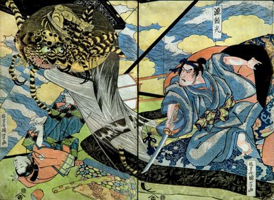 Seria Minamoto no Yorimitsu: seria bez tytułu wojowników wydana przez Nishimuraya, c.1816-17 autorstwa Utagawa Kuniyoshi