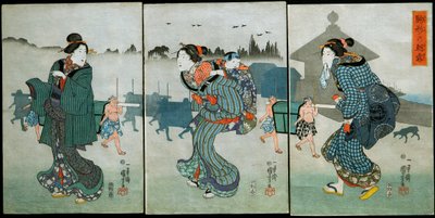 Poranna mgła w Komagata (Komagata no asagiri): Rozrywki czterech pór roku (Shiki yūkan), c.1846 autorstwa Utagawa Kuniyoshi