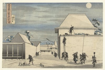 Nocny atak w jedenastym akcie sztuki Chushingura Chushingura juichidanme youchi no zu (tytuł na obiekcie) autorstwa Utagawa Kuniyoshi