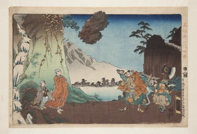 Nichiren i lewitująca skała na górze Komuro 28 dnia piątego miesiąca 1274 (Bun