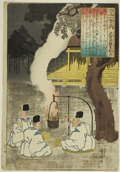 Onanatomi no Yoshinobu Ason, z serii „Wiersze finansowane przez poetów finansowanych (Hyakunin Isshu no Uchi)” autorstwa Utagawa Kuniyoshi