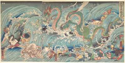 Odzyskanie skradzionego klejnotu z pałacu Smoczego Króla autorstwa Utagawa Kuniyoshi