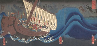 Zemsta Wojowników Taira, 1843-47. autorstwa Utagawa Kuniyoshi