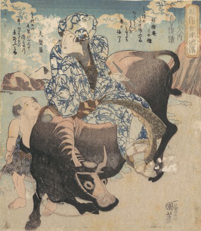 Chińczyk Roshungi, Lu Zhunyi jako kobieta z fajką na bawole. autorstwa Utagawa Kuniyoshi