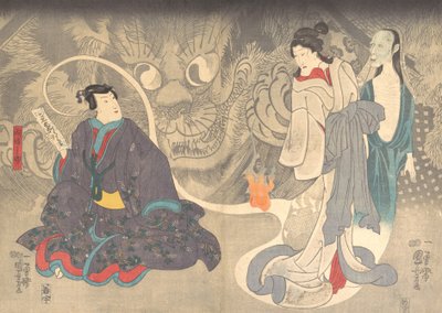 Scena z Opowieści o duchach: Demon Kot Okazaki, ca. 1850. autorstwa Utagawa Kuniyoshi