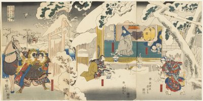 Scena z opowieści Hachinoki, 1843-1847 autorstwa Utagawa Kuniyoshi