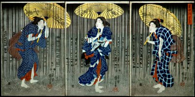 Nagły deszcz w letnie upały (Shochū no yūdachi), ok. 1849-1851 autorstwa Utagawa Kuniyoshi
